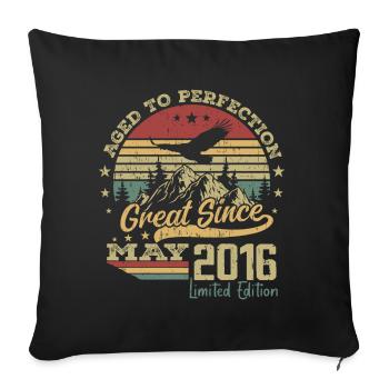 8 years old Aged to Perfection born in May 2016 - Sofa pillowcase 17,3'' x 17,3'' (45 x 45 cm) - black - Front