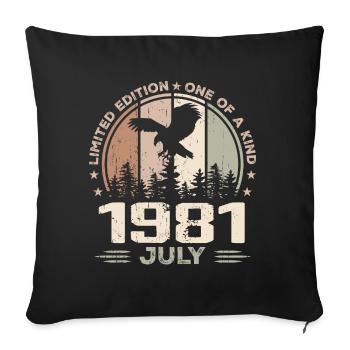 Incomparable since July 1981, 43rd Anniversary - Sofa pillowcase 17,3'' x 17,3'' (45 x 45 cm) - black - Front