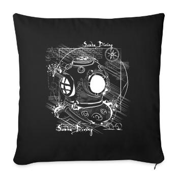 Diving Helmet Sketch Diving Retro Da Vinci - Sofa pillowcase 17,3'' x 17,3'' (45 x 45 cm) - black - Front