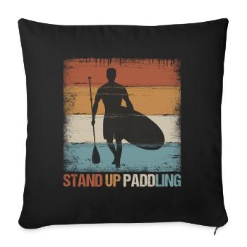 Stand up paddle SUP stand up paddle sport cadeau - Housse de coussin décorative 45 x 45 cm - noir - Devant