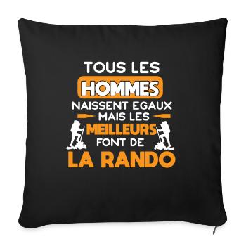 Tous les hommes naissent égaux, Randonnée humour - Housse de coussin décorative 45 x 45 cm - noir - Devant