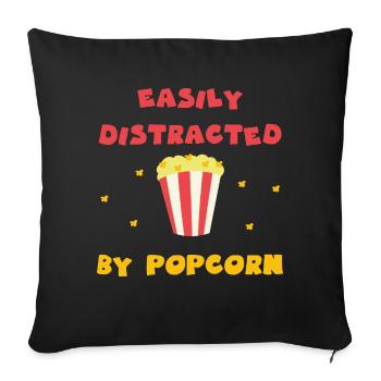 Distrait par Popcorn Citation ironique Popcorn - Housse de coussin décorative 45 x 45 cm - noir - Devant