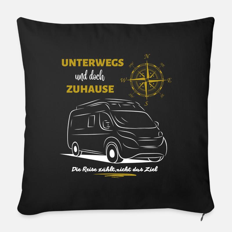 Camping Kastenwagen Wohnmobil Spruch - Sofakissenbezug 45 x 45 cm - Schwarz
