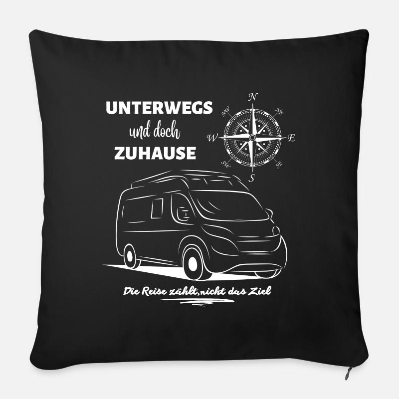 Camping Kastenwagen Wohnmobil Spruch - Sofakissenbezug 45 x 45 cm - Schwarz