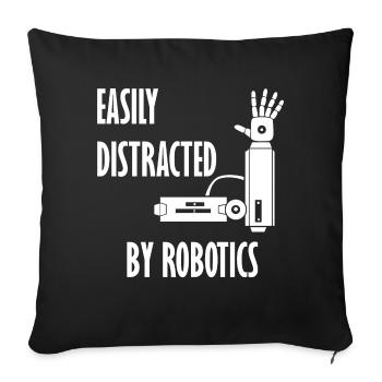 Distrait par la robotique, mignon ingénieur - Housse de coussin décorative 45 x 45 cm - noir - Devant