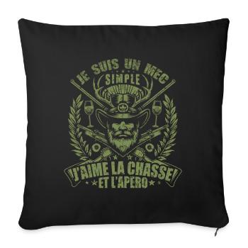 chasse - Housse de coussin décorative 45 x 45 cm - noir - Devant