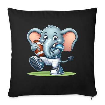 Cute American Football Player Elephant - Sofa pillowcase 17,3'' x 17,3'' (45 x 45 cm) - black - Front