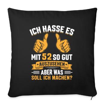 52. Geburtstag Mann Frau 52 Jahre - Sofakissenbezug 45 x 45 cm - Schwarz - Vorne