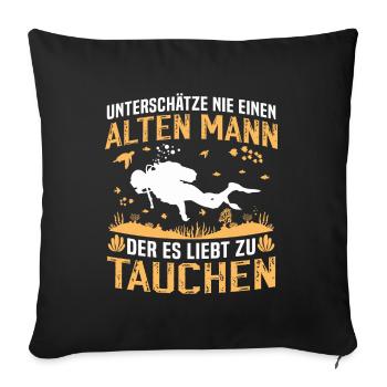 Alten Mann der es liebt zu tauchen - Sofakissenbezug 45 x 45 cm - Schwarz - Vorne