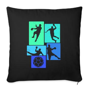 Handball Handballer - Sofakissenbezug 45 x 45 cm - Schwarz - Vorne