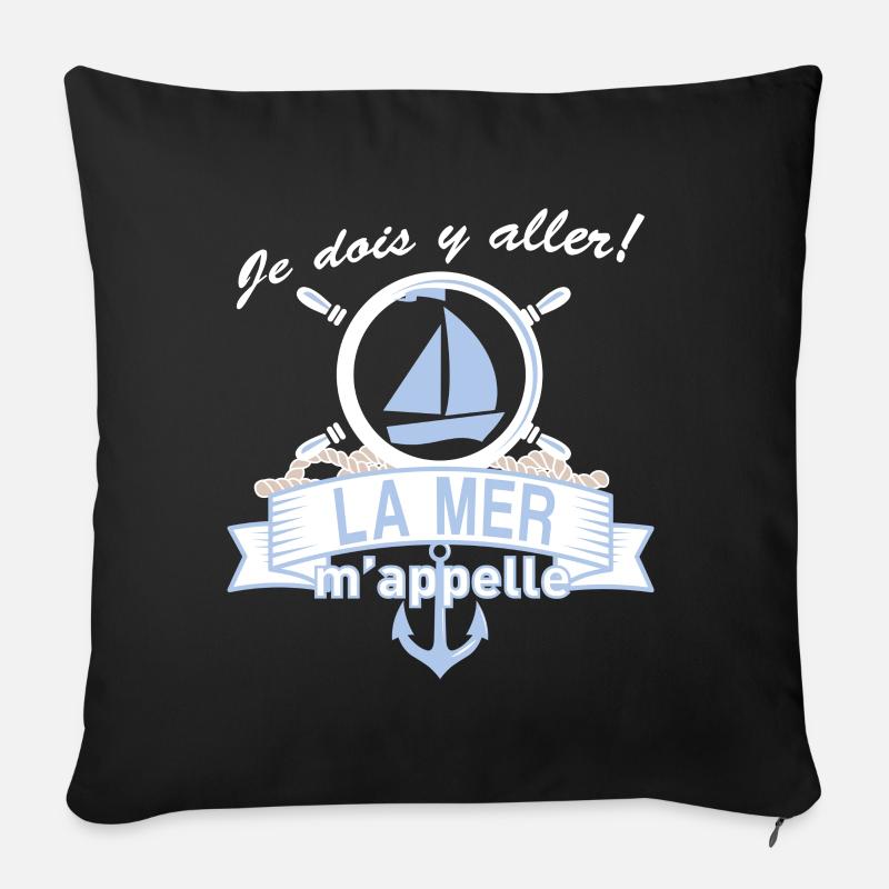 La mer m'appelle - Housse de coussin décorative 45 x 45 cm - noir
