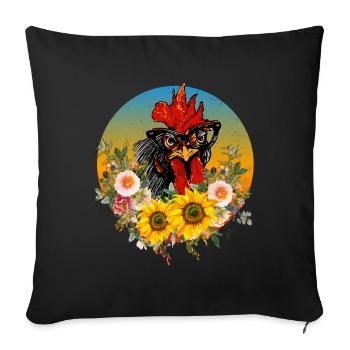 Poule mignonne - Housse de coussin décorative 45 x 45 cm - noir - Devant
