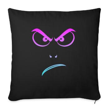 Angry, Grantig, böser Blick, grimmig - Sofakissenbezug 45 x 45 cm - Schwarz - Vorne