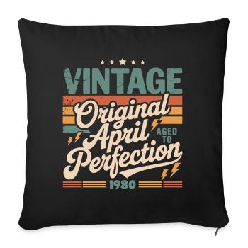 April 1980 Anniversary April 1980 Gift 1980 - Sofa pillowcase 17,3'' x 17,3'' (45 x 45 cm) - black - Front