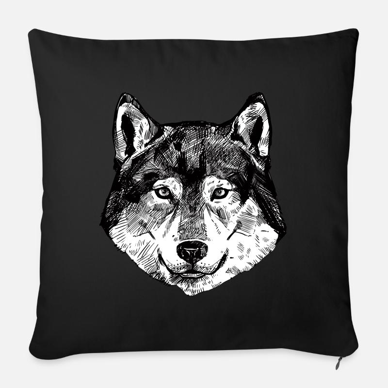 loup - Housse de coussin décorative 45 x 45 cm - noir