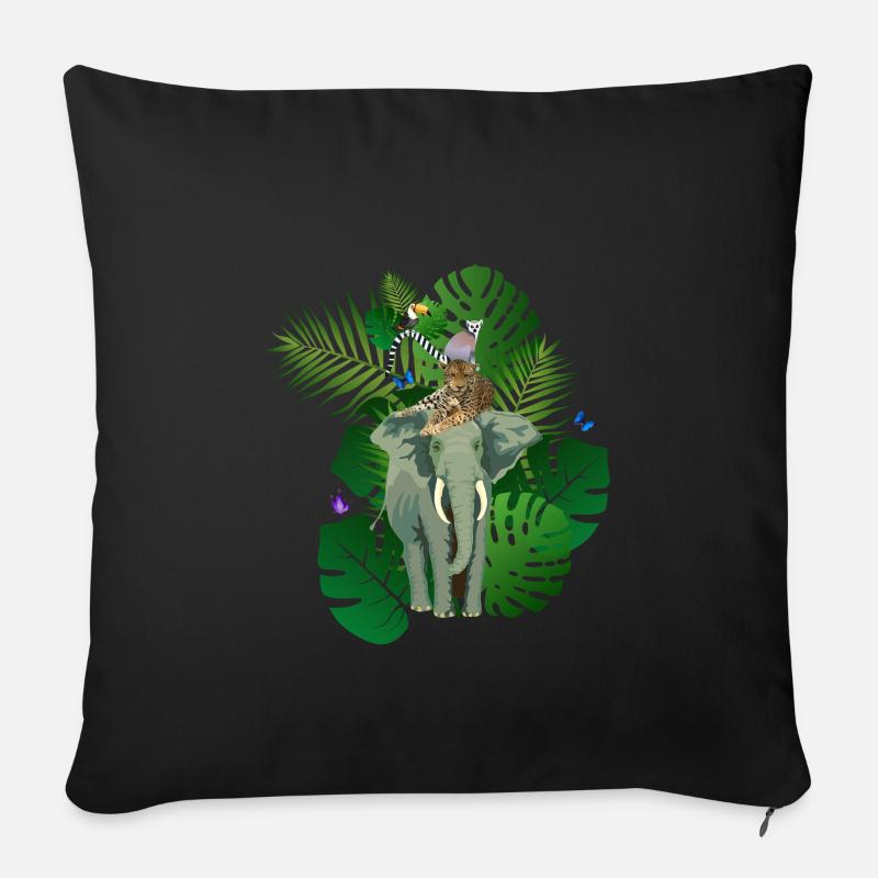 Dschungel Tiere Jungle Animals - Sofakissenbezug 45 x 45 cm - Schwarz