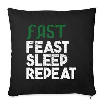 Festin rapide sommeil répéter cadeau - Housse de coussin décorative 45 x 45 cm - noir - Devant