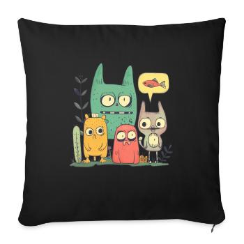 Les amis n’ont pas envie de pêcher - Housse de coussin décorative 45 x 45 cm - noir - Devant