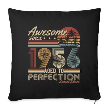 1956 Vintage Anniversaire Cadeau Rétro - Housse de coussin décorative 45 x 45 cm - noir - Devant
