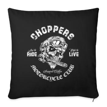 Choppers Motorcycle Vintage Club Skull - Sofa pillowcase 17,3'' x 17,3'' (45 x 45 cm) - black - Front