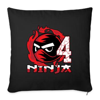 Kids Ninja 4th Birthday Boy 4 years old - Sofa pillowcase 17,3'' x 17,3'' (45 x 45 cm) - black - Front