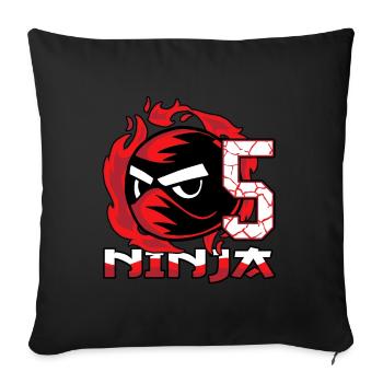 Kids Ninja 5th Birthday Boy 5 years old - Sofa pillowcase 17,3'' x 17,3'' (45 x 45 cm) - black - Front