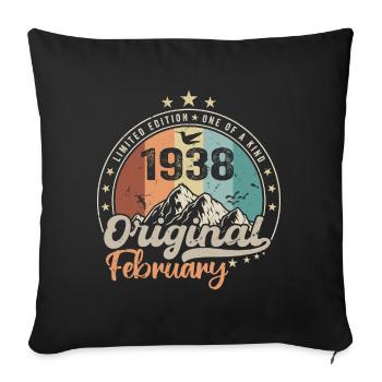 Legends born in February 1938 Gift 86 years - Sofa pillowcase 17,3'' x 17,3'' (45 x 45 cm) - black - Front