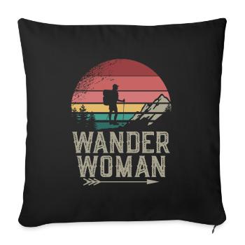 Femme randonneuse - Housse de coussin décorative 45 x 45 cm - noir - Devant