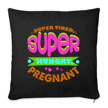 Mère Enceinte Bébé Nourrisson T-shirt Maman - Housse de coussin décorative 45 x 45 cm - noir - Devant