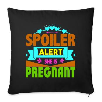 Mère Enceinte Bébé Nourrisson T-shirt Maman - Housse de coussin décorative 45 x 45 cm - noir - Devant