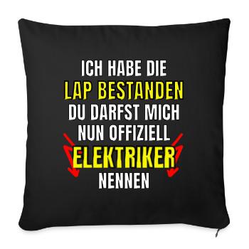 Elektriker Lehrabschlussprüfung LAP bestanden - Sofakissenbezug 45 x 45 cm - Schwarz - Vorne