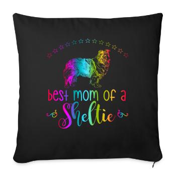 Proud mother of Sheltie mother dog - Sofa pillowcase 17,3'' x 17,3'' (45 x 45 cm) - black - Front