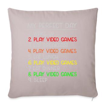 Mon jour parfait joueur de jeux vidéo joueur - Housse de coussin décorative 45 x 45 cm - taupe clair - Devant