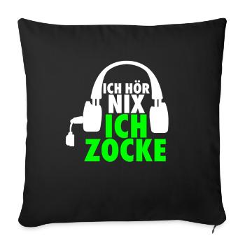 Gamer Zocker PC Konsolen lustiger Spruch - Sofakissenbezug 45 x 45 cm - Schwarz - Vorne