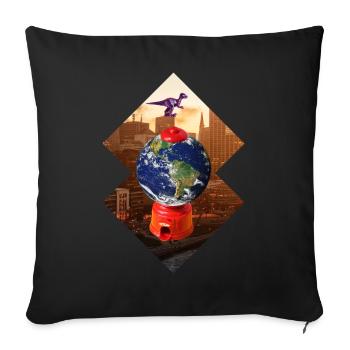 Collage art surreal dinosaur gift design - Sofa pillowcase 17,3'' x 17,3'' (45 x 45 cm) - black - Front