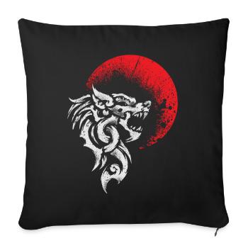 Wikinger Wolf Fenrir - Nordische Mythologie - Sofakissenbezug 45 x 45 cm - Schwarz - Vorne