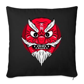 Tengu, le démon japonais des montagnes - Housse de coussin décorative 45 x 45 cm - noir - Devant