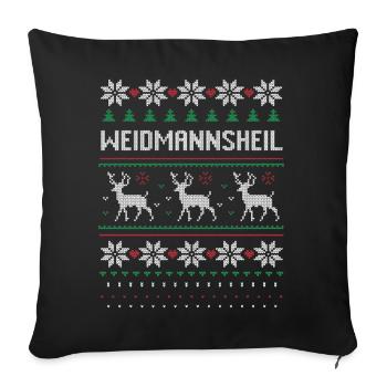 Jäger Weihnachten Geschenk Hirsch Weidmannsheil - Sofakissenbezug 45 x 45 cm - Schwarz - Vorne