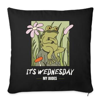 C’est mercredi mes mecs! Mème Grenouille - Housse de coussin décorative 45 x 45 cm - noir - Devant