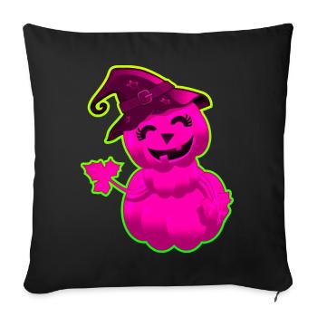 Mignonne Citrouille d'Halloween - Rose - Housse de coussin décorative 45 x 45 cm - noir - Devant