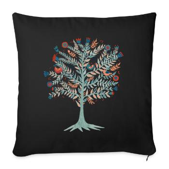 Tree. Tree of Life. Yggdrasil - Sofa pillowcase 17,3'' x 17,3'' (45 x 45 cm) - black - Front
