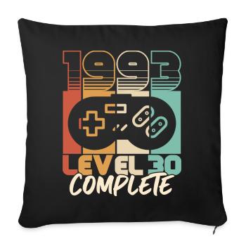 30e anniversaire né en 1993 Niveau 30 Complet - Housse de coussin décorative 45 x 45 cm - noir - Devant