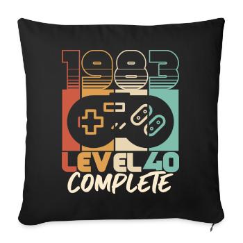 40e anniversaire né en 1983 Niveau 40 Complet - Housse de coussin décorative 45 x 45 cm - noir - Devant