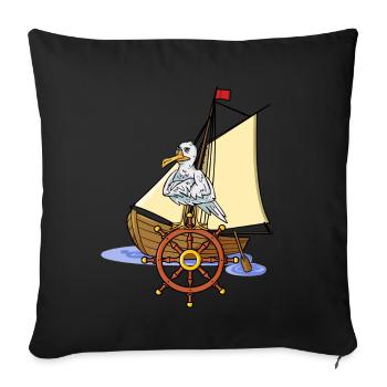 Maritim Boat Steering wheel Seafarers Seagull Sailboat - Sofa pillowcase 17,3'' x 17,3'' (45 x 45 cm) - black - Front