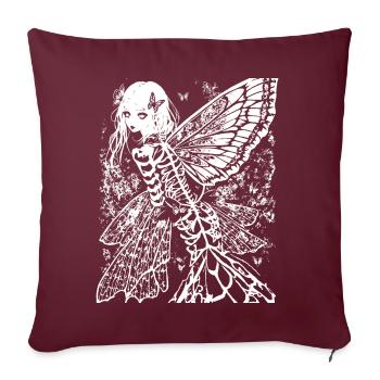 Fairycore Esthétique Grunge Squelette Fée Goth G - Housse de coussin décorative 45 x 45 cm - bordeaux - Devant