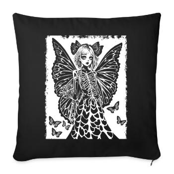 Fairycore Aesthetics Skeleton Fairy Goth Gothic G - Sofa pillowcase 17,3'' x 17,3'' (45 x 45 cm) - black - Front