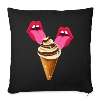 Langue léchant la glace - Housse de coussin décorative 45 x 45 cm - noir - Devant