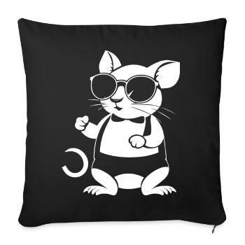 Lustige Hausratte mit Sonnenbrille Fancy Rats - Sofakissenbezug 45 x 45 cm - Schwarz - Vorne