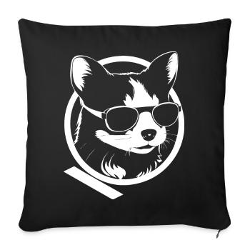 Ferret Wearing Sunglasses Cool Ferrets - Sofa pillowcase 17,3'' x 17,3'' (45 x 45 cm) - black - Front