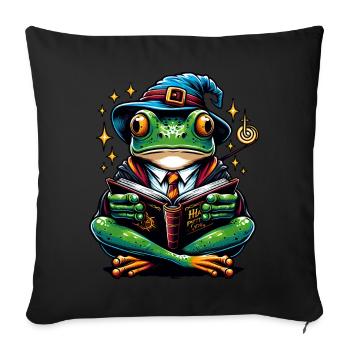 Frog Read Magic Magician - Sofa pillowcase 17,3'' x 17,3'' (45 x 45 cm) - black - Front